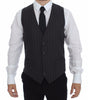 Dolce & Gabbana Gray Striped Wool Logo Vest Gilet Weste