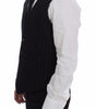 Dolce & Gabbana Black Striped Wool Logo Vest Gilet Weste