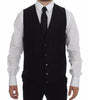 Dolce & Gabbana Black Striped Wool Logo Vest Gilet Weste