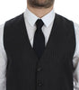 Dolce & Gabbana Gray Striped Wool Single Breasted Vest