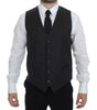 Dolce & Gabbana Gray Striped Wool Single Breasted Vest