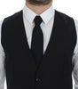 Dolce & Gabbana Black Striped Wool Single Breasted Vest