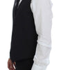 Dolce & Gabbana Black Striped Wool Single Breasted Vest