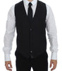 Dolce & Gabbana Black Striped Wool Single Breasted Vest