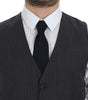 Dolce & Gabbana Gray Striped Wool Single Breasted Vest