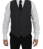 Dolce & Gabbana Gray Striped Wool Single Breasted Vest