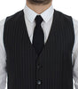 Dolce & Gabbana Gray Striped Wool Logo Vest Gilet Weste