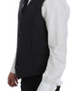 Dolce & Gabbana Gray Striped Wool Logo Vest Gilet Weste