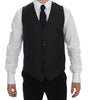 Dolce & Gabbana Gray Striped Wool Logo Vest Gilet Weste