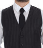 Dolce & Gabbana Gray Striped Wool Logo Vest Gilet Weste