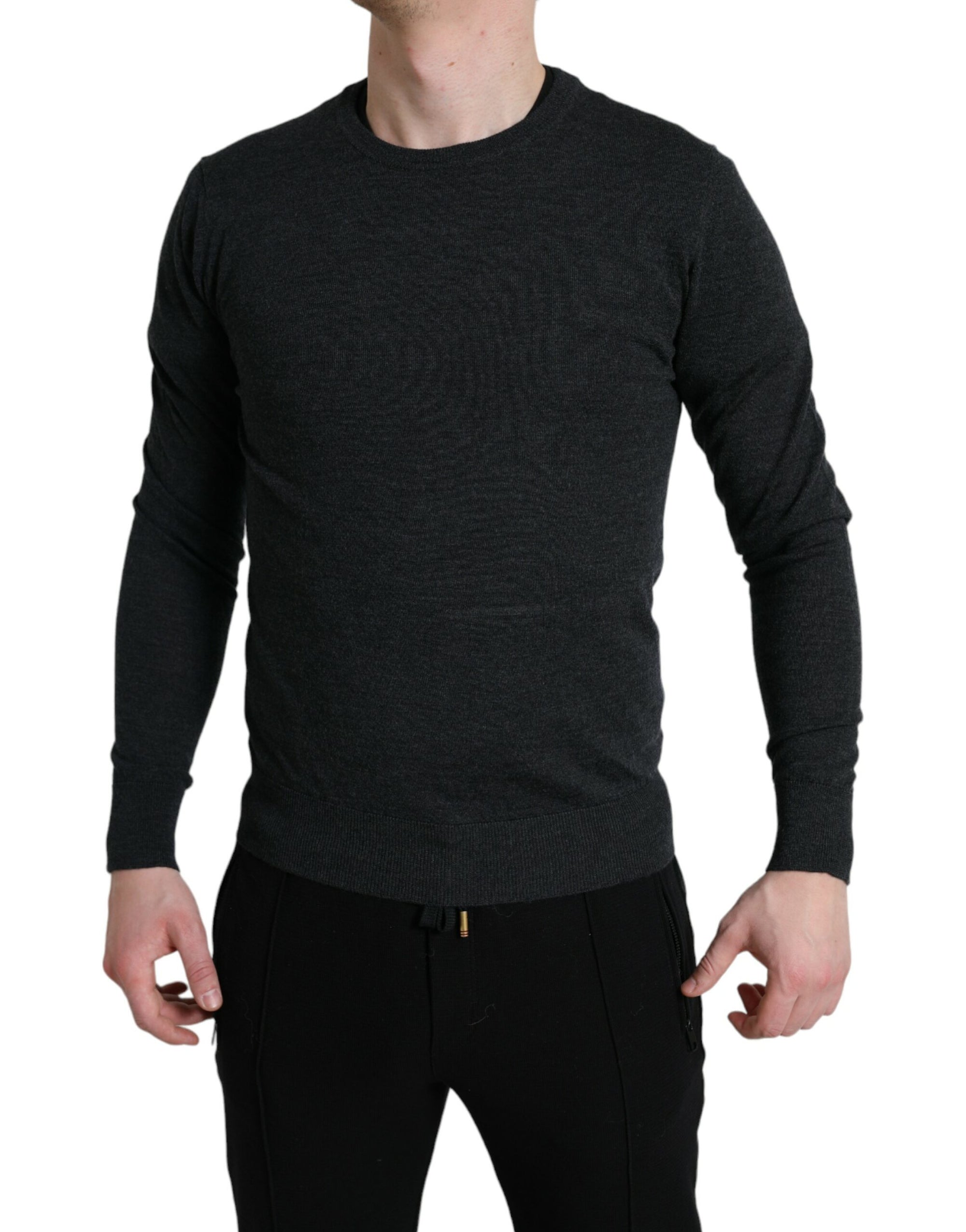 Dolce &amp; Gabbana Elegant Gray Wool Pullover Sweater