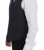 Dolce & Gabbana Gray Striped Wool Logo Vest Gilet Weste