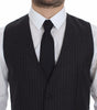 Dolce & Gabbana Gray Striped Wool Logo Vest Gilet Vests