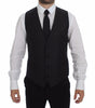 Dolce & Gabbana Gray Striped Wool Logo Vest Gilet Vests