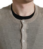 Dolce &amp; Gabbana Elegant Beige Henley Cashmere Sweater
