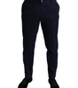 Dolce & Gabbana Dark Blue Cotton Stretch Slim Fit Dress Pants