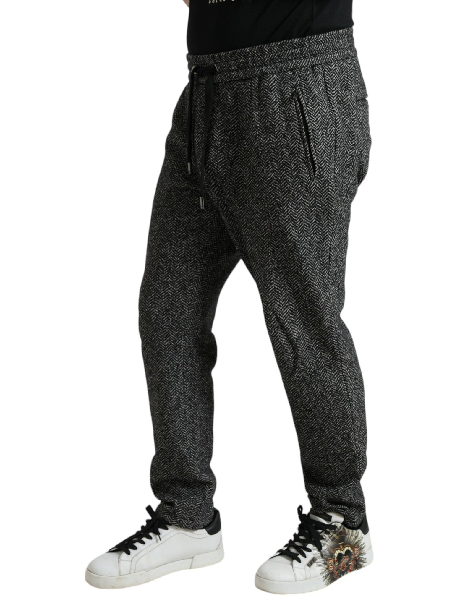 Dolce & Gabbana Dark Gray Fantasy Cotton Men Sweatpants Pants