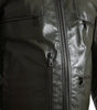 Dolce & Gabbana Green Leather Collared Biker Full Zip Jacket