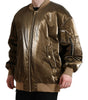 Dolce & Gabbana Bronze Nylon Full Zip Men Bomber Jacket