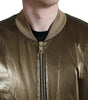 Dolce & Gabbana Bronze Nylon Full Zip Men Bomber Jacket