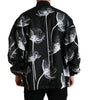 Dolce & Gabbana Black Floral Print Wool Button Down Bomber Jacket