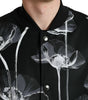 Dolce & Gabbana Black Floral Print Wool Button Down Bomber Jacket