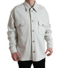 Dolce & Gabbana Grey Cotton Button Down Collared Coat Jacket