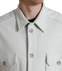 Dolce & Gabbana Grey Cotton Button Down Collared Coat Jacket