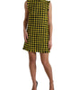 Dolce & Gabbana Yellow Houndstooth Sleeveless Aline Mini Dress