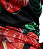 Dolce & Gabbana Black Shiny Silk Floral Print Draped Dress