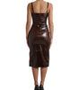 Dolce & Gabbana Brown Shiny Silk Sheath Sleeveless Bodycon Midi Dress