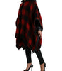 Dolce & Gabbana Black Red Buffalo Check Hooded Poncho Jacket