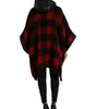 Dolce & Gabbana Black Red Buffalo Check Hooded Poncho Jacket