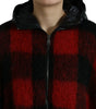 Dolce & Gabbana Black Red Buffalo Check Hooded Poncho Jacket