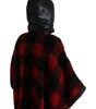 Dolce & Gabbana Black Red Buffalo Check Hooded Poncho Jacket