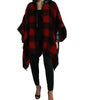 Dolce & Gabbana Black Red Buffalo Check Hooded Poncho Jacket