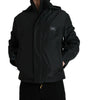 Dolce & Gabbana Black Polyester Logo Plaque Hooded Jacket