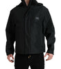 Dolce & Gabbana Black Polyester Logo Plaque Hooded Jacket