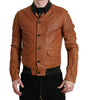 Dolce & Gabbana Brown Lambskin Leather Perforated Jacket