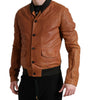 Dolce & Gabbana Brown Lambskin Leather Perforated Jacket