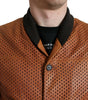 Dolce & Gabbana Brown Lambskin Leather Perforated Jacket
