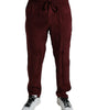 Dolce & Gabbana Maroon Crown Pattern Silk Pajama Pants
