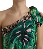 Dolce & Gabbana Green Tropical Jungle Print One Shoulder Midi Dress