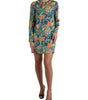 Dolce & Gabbana Multicolor Geometric Print Silk Crystals Midi Dress