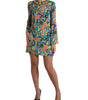 Dolce & Gabbana Multicolor Geometric Print Silk Crystals Midi Dress