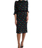 Dolce & Gabbana Black Polka Dot Ruffle Cotton Midi Dress