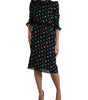 Dolce & Gabbana Black Polka Dot Ruffle Cotton Midi Dress