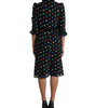 Dolce & Gabbana Black Polka Dot Ruffle Cotton Midi Dress