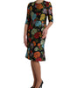 Dolce & Gabbana Black Floral Embroidery Knee Length Dress