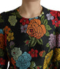 Dolce & Gabbana Black Floral Embroidery Knee Length Dress